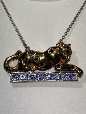 NWOT Gems En Vogue 14k & Palladium Genuine Gemstone Cougar Necklace
